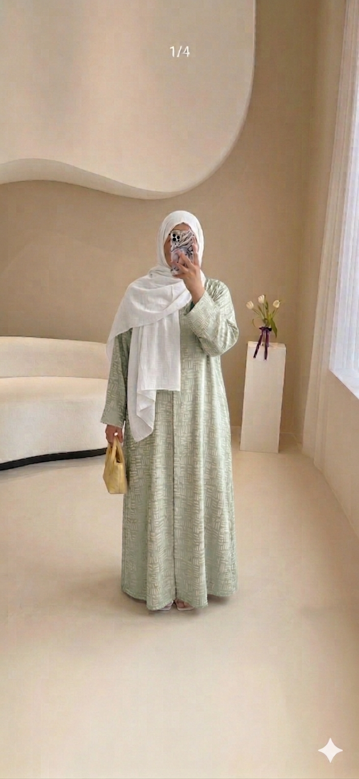 Abaya Longue Fluide — 3 Coloris | Vert Sauge, Bleu Ciel & Rose