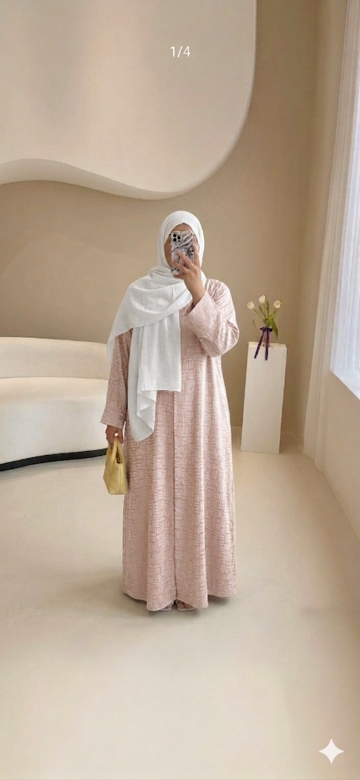Abaya Longue Fluide — 3 Coloris | Vert Sauge, Bleu Ciel & Rose