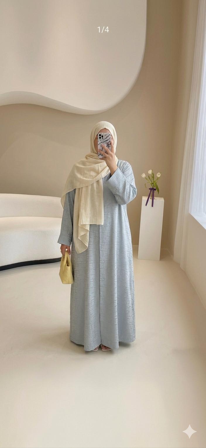 Abaya Longue Fluide — 3 Coloris | Vert Sauge, Bleu Ciel & Rose