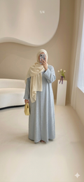 Abaya Longue Fluide — 3 Coloris | Vert Sauge, Bleu Ciel & Rose