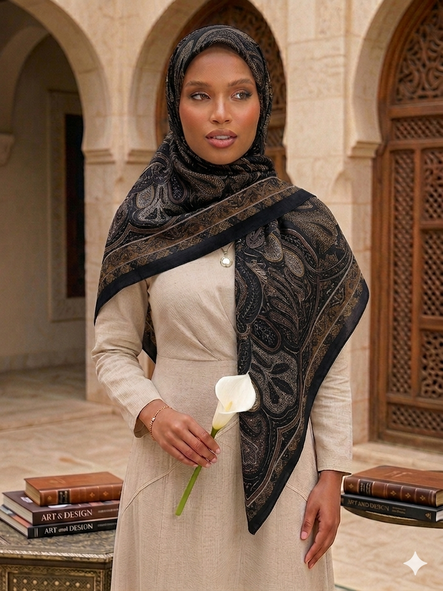 Foulard Hijab Paisley Oriental — Collection Al Andalus