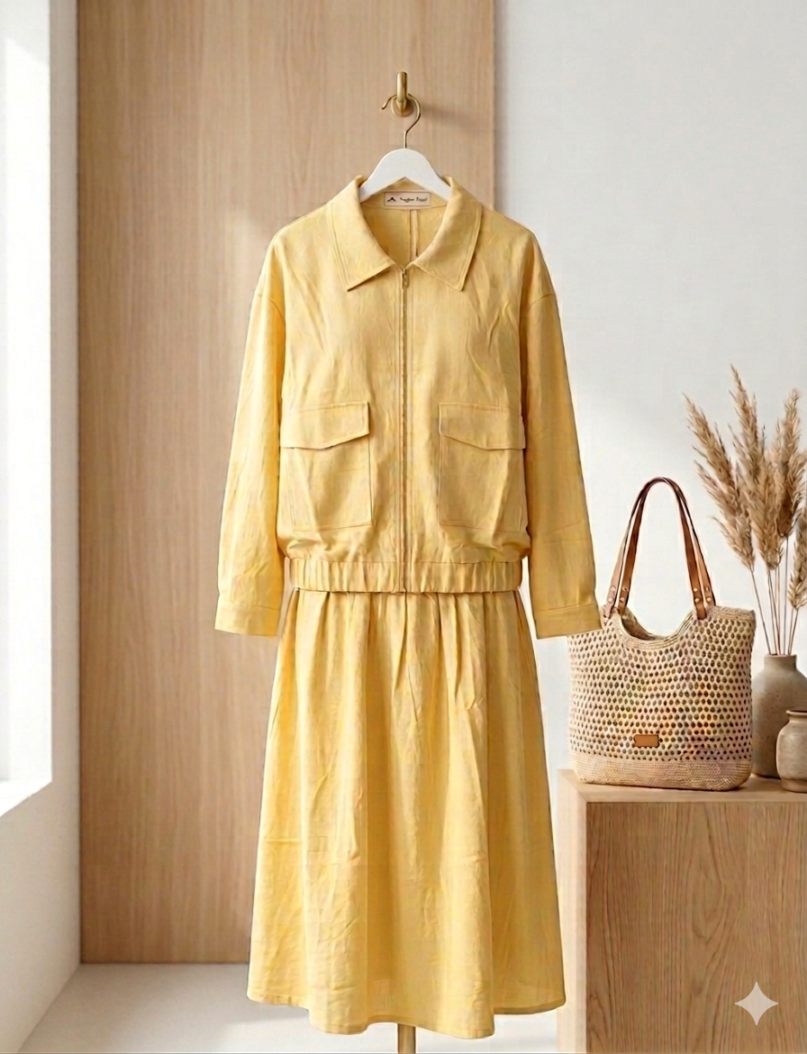 Ensemble Vanille — Veste & Jupe Longue
