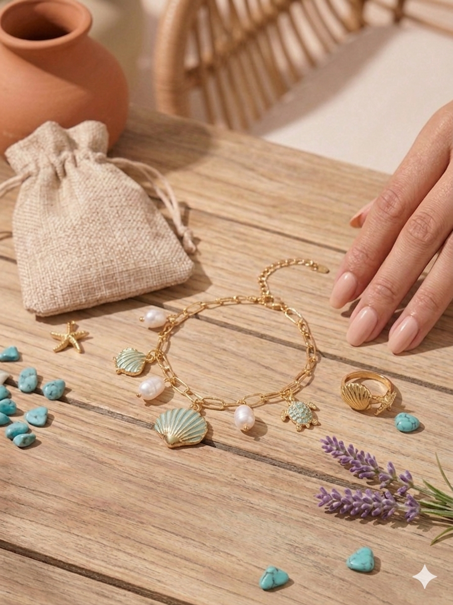 Bracelet Océane — Charms Coquillages & Perles